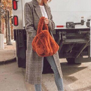 Forever 21 Long Gray Plaid Coat